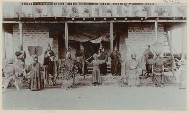 Ritual dance scene associated with Ging Monastery photographed by Theodor Paar, c. 1899
